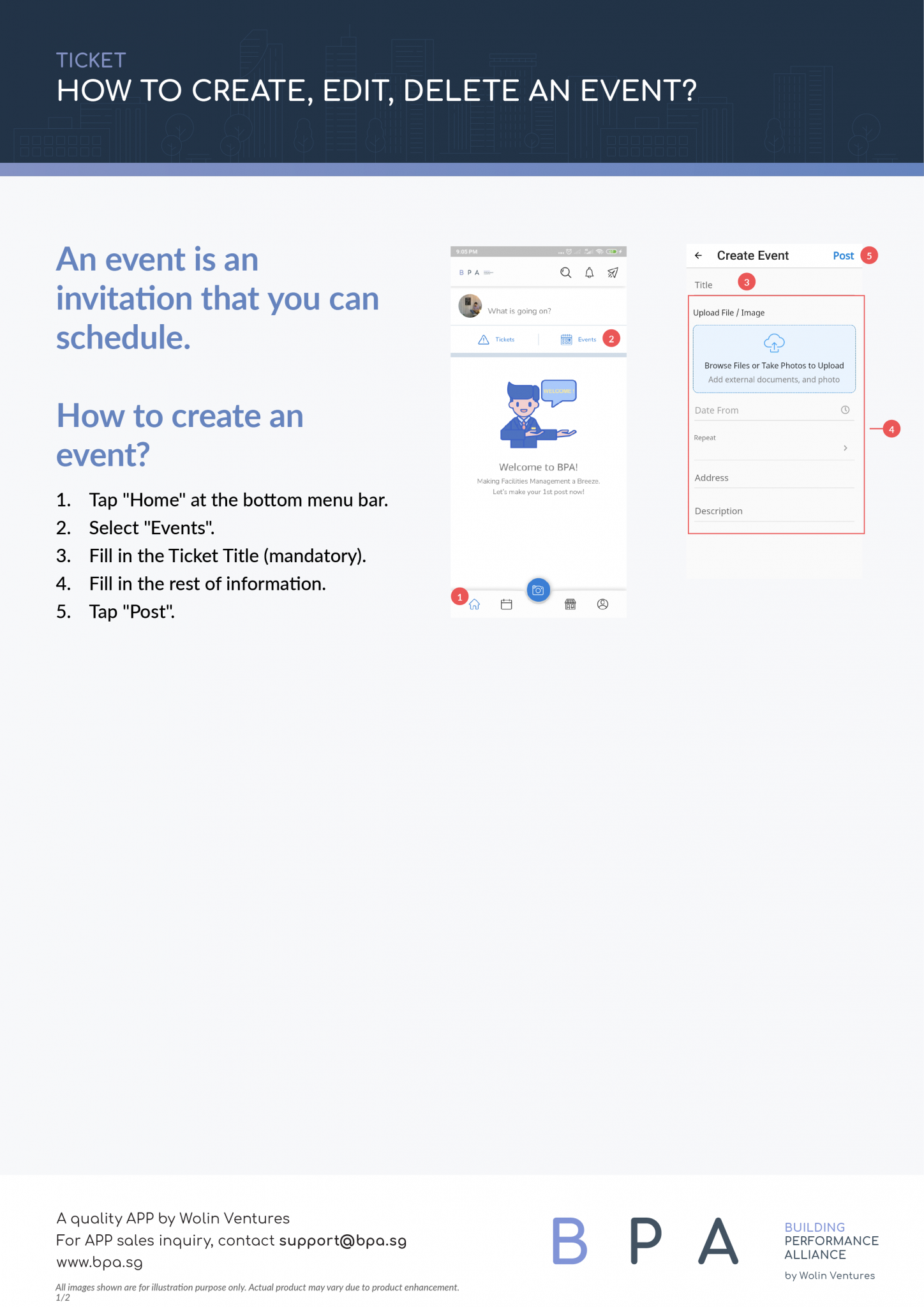 How to create, edit, delete an event? – BPA-Building Performance Alliance